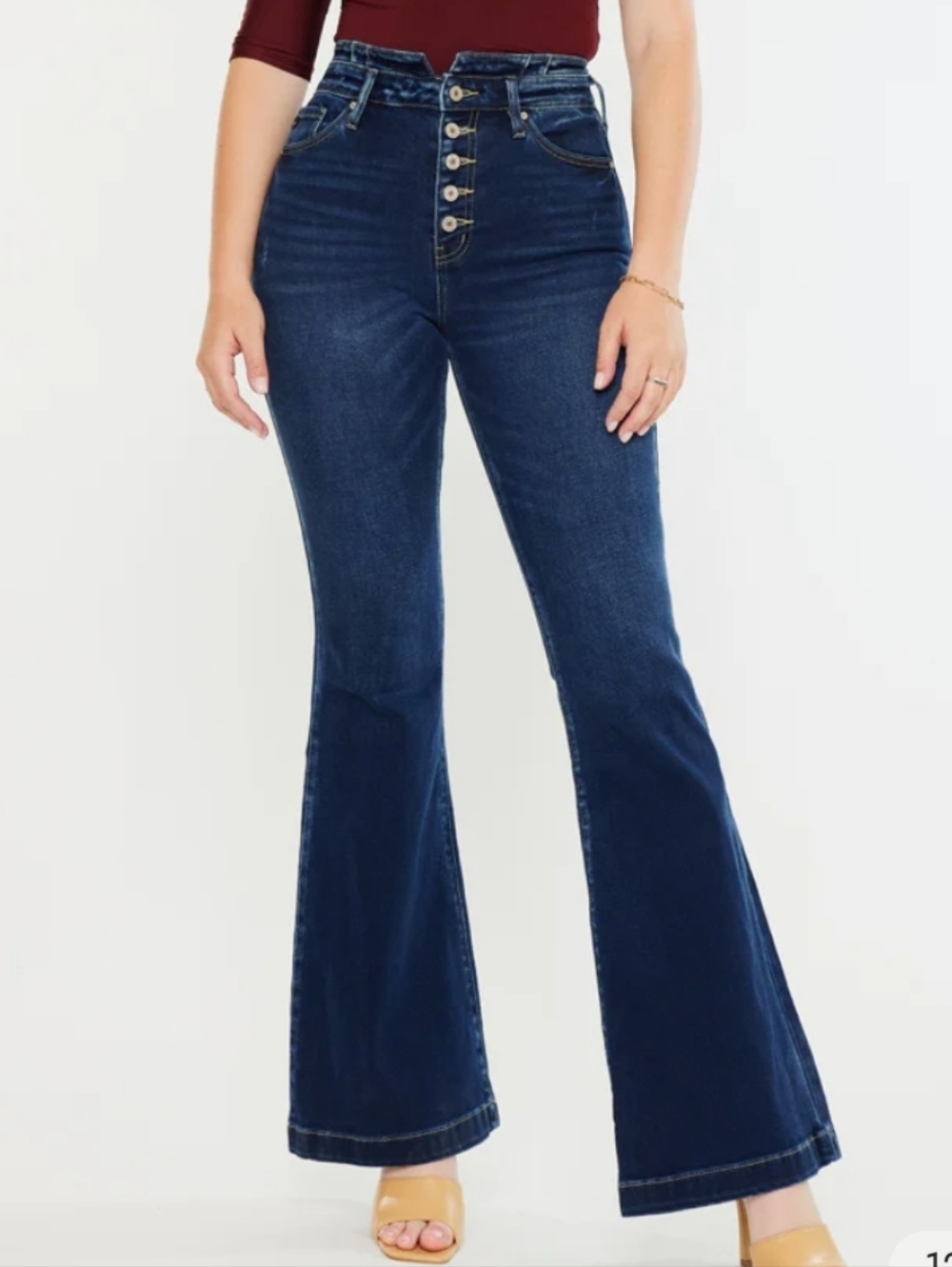 kancan ♡ curvy flare ultra high rise jeans 5/26 dark wash